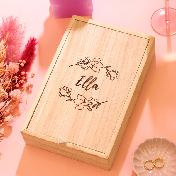 Personalised Floral Mirror Jewellery Box Travel Gift