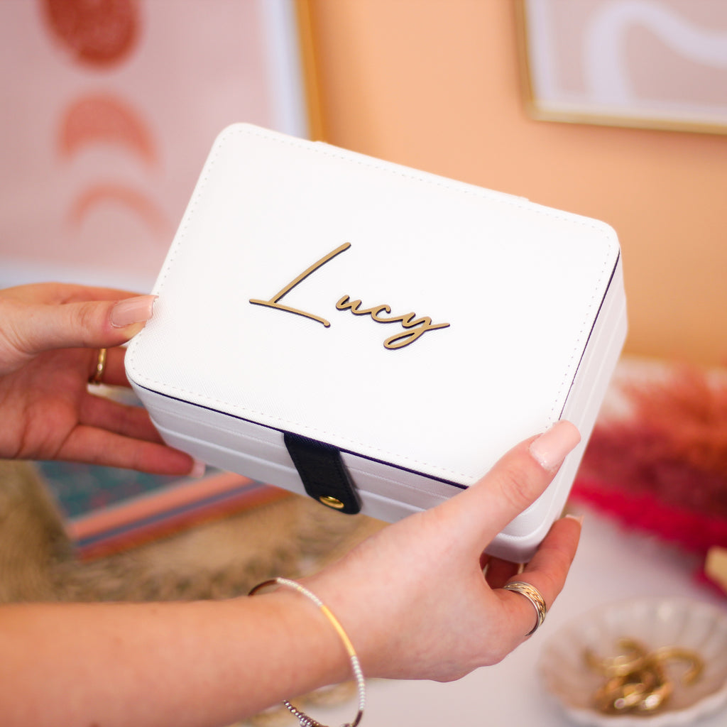 Personalised Script Jewellery Box Travel Gift For Her