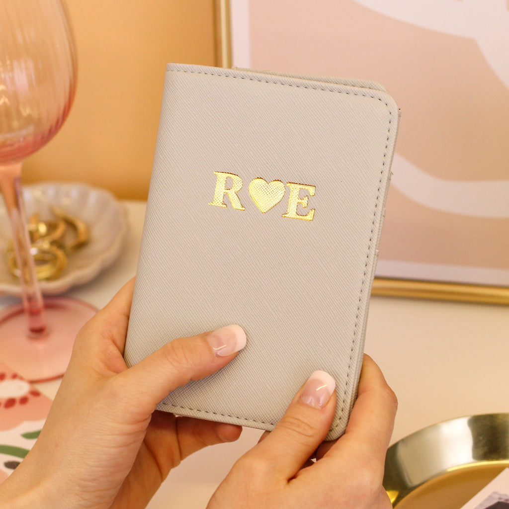 Personalised Heart Luggage Tag Passport Gift Set