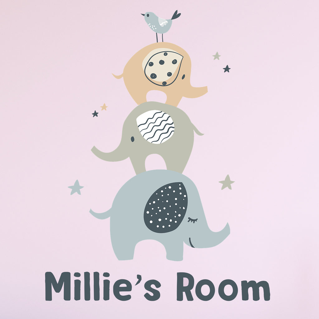 Personalised Elephant Wall Sticker Room Decor