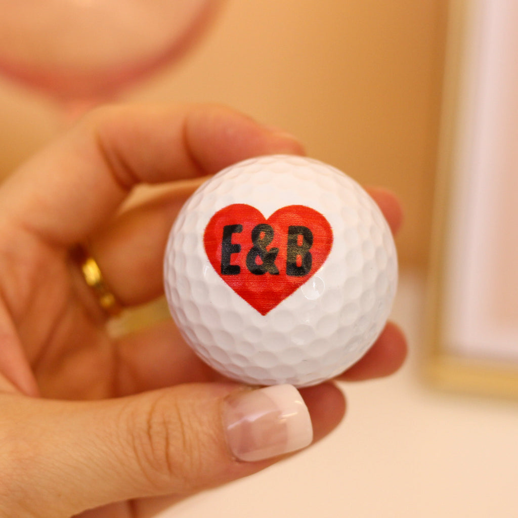 Personalised Couples Love Heart Golf Tin Gift Set