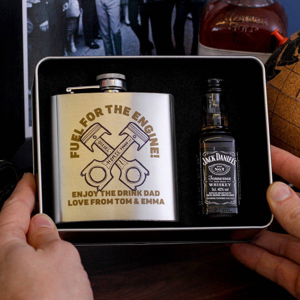 Personalised Piston Whiskey Tin Gift For Dad Motorbike