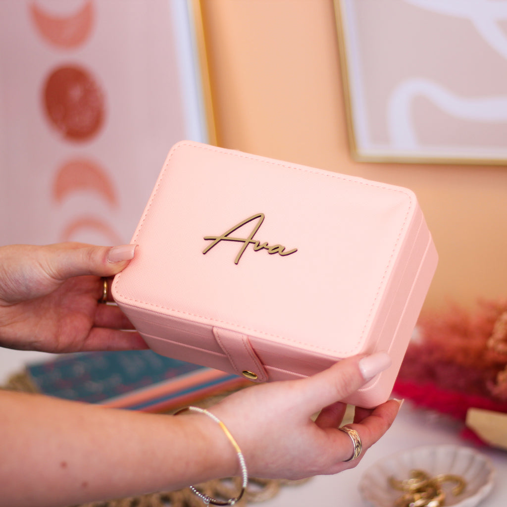 Personalised Script Jewellery Box Travel Gift For Her