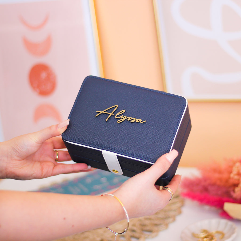 Personalised Script Jewellery Box Travel Gift For Her