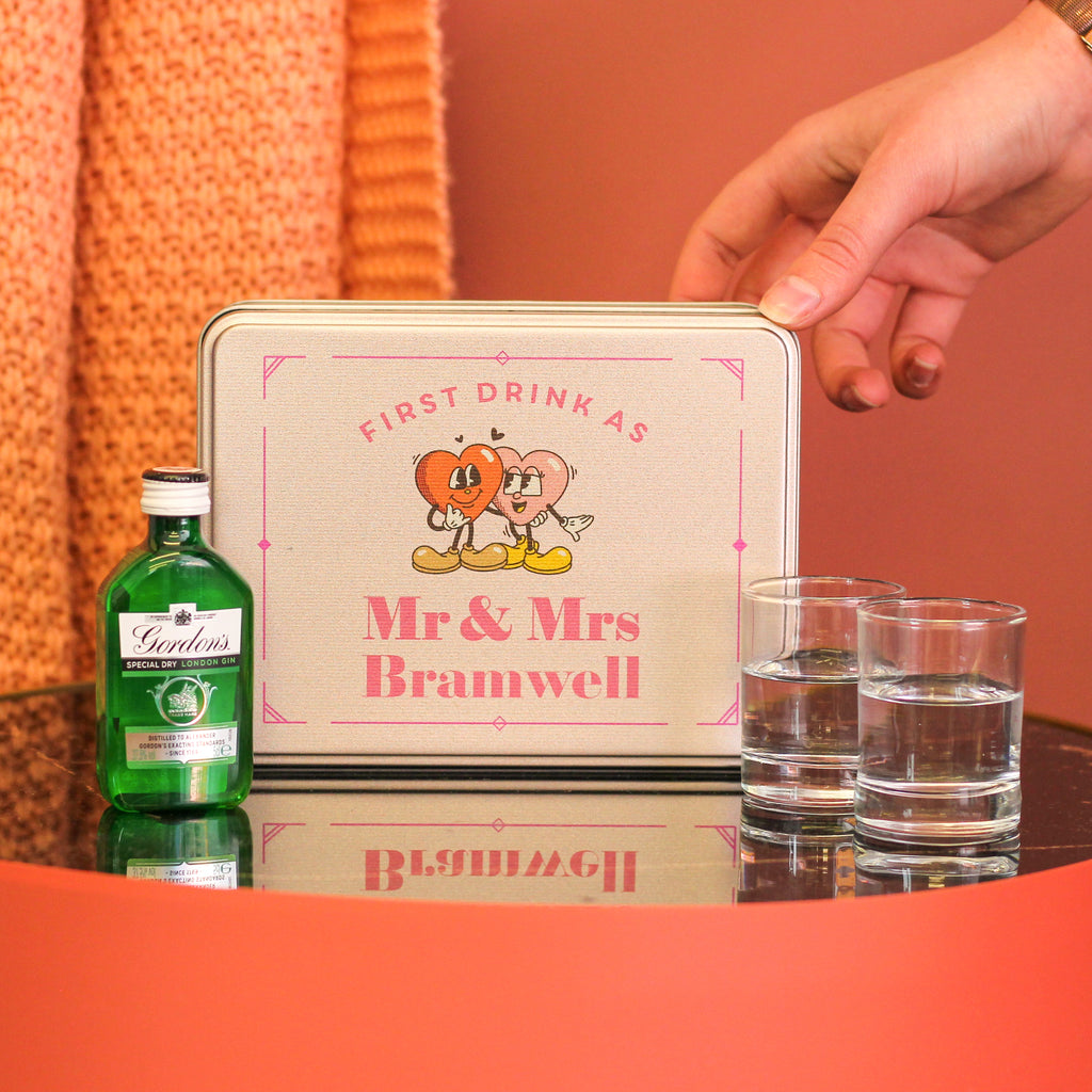 Personalised Couples First Drink Gift Set For Wedding
