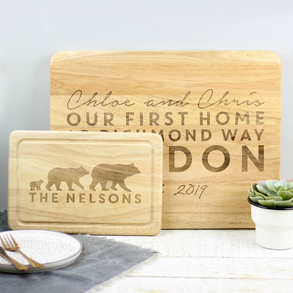 Personalised Heart Initials Wooden Chopping Board