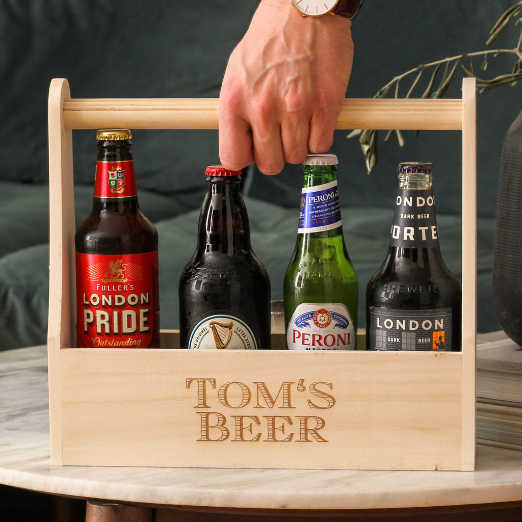 Personalised Beer Box Drink Holder Gift For Dad