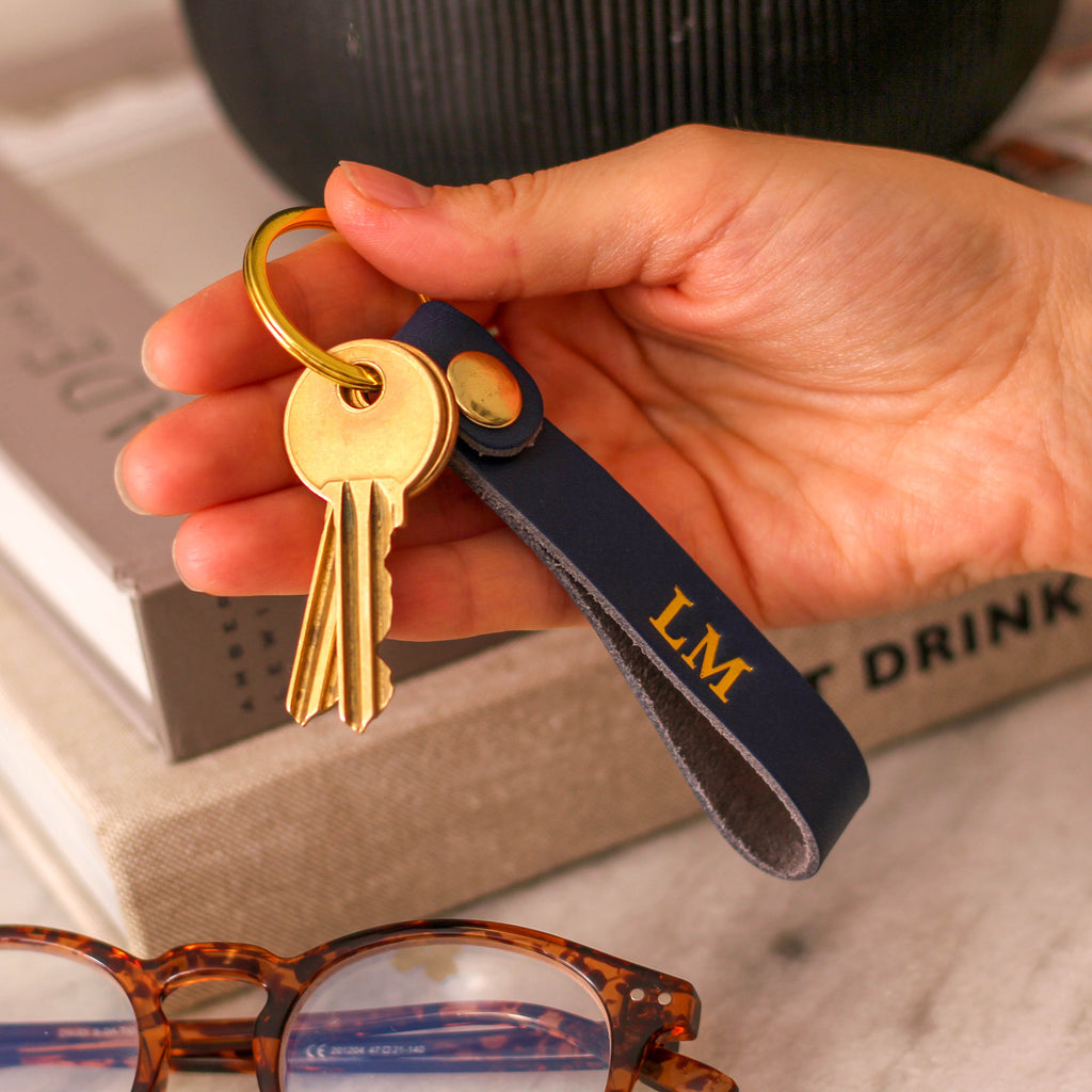 Personalised Hand Stamped Keyring Gift For Him