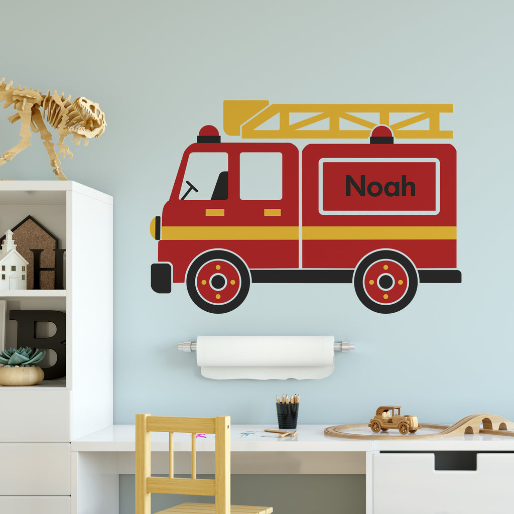 Personalised Fire Engine Wall Sticker Room Decor Art