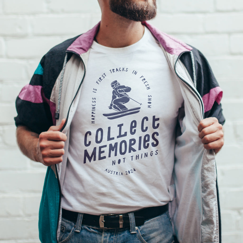 Personalised Memories Ski T Shirt Travel Gift For Him