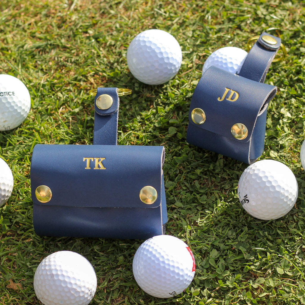 Personalised Golf Ball And Leather Case Gift