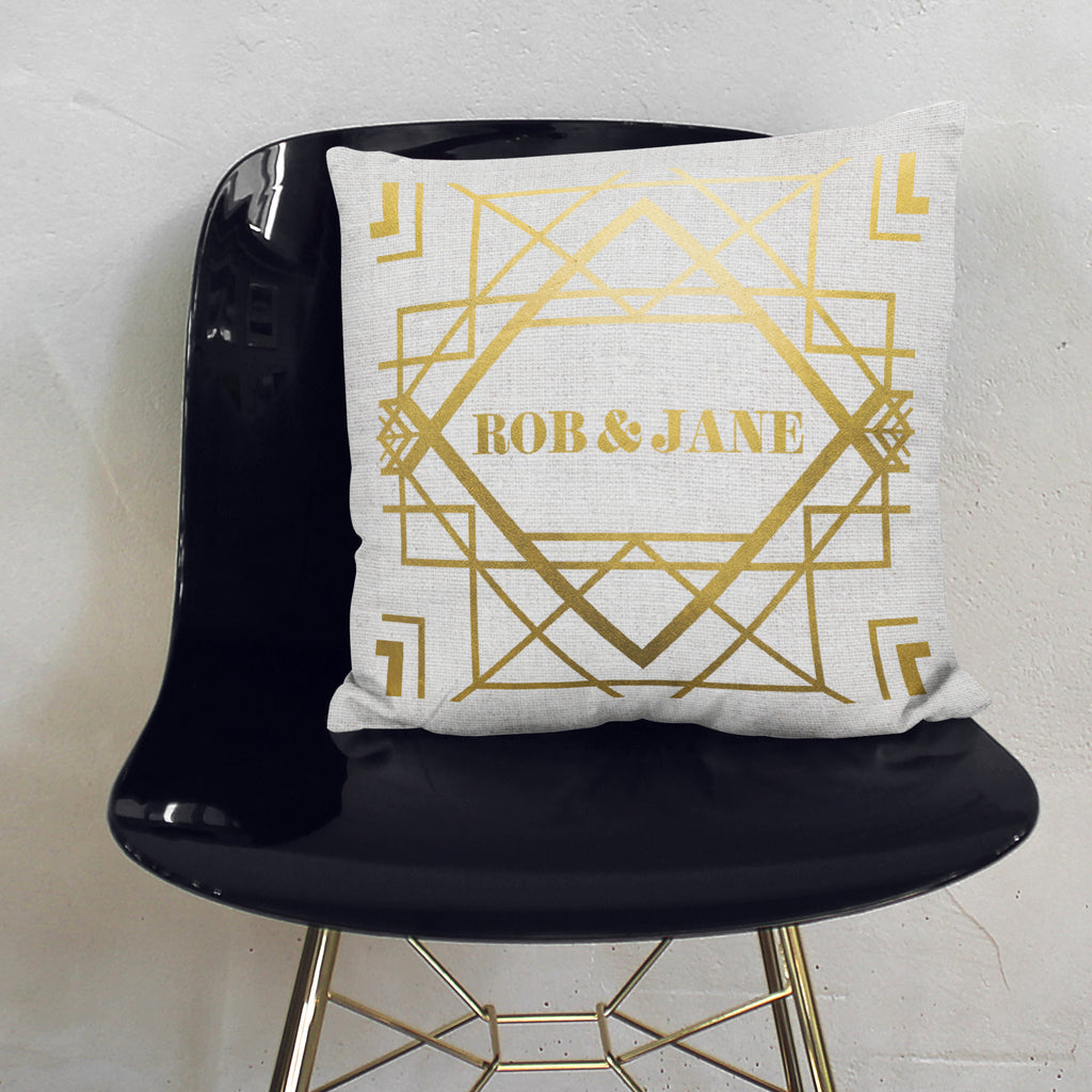 Personalised Metallic Art Deco Cushion