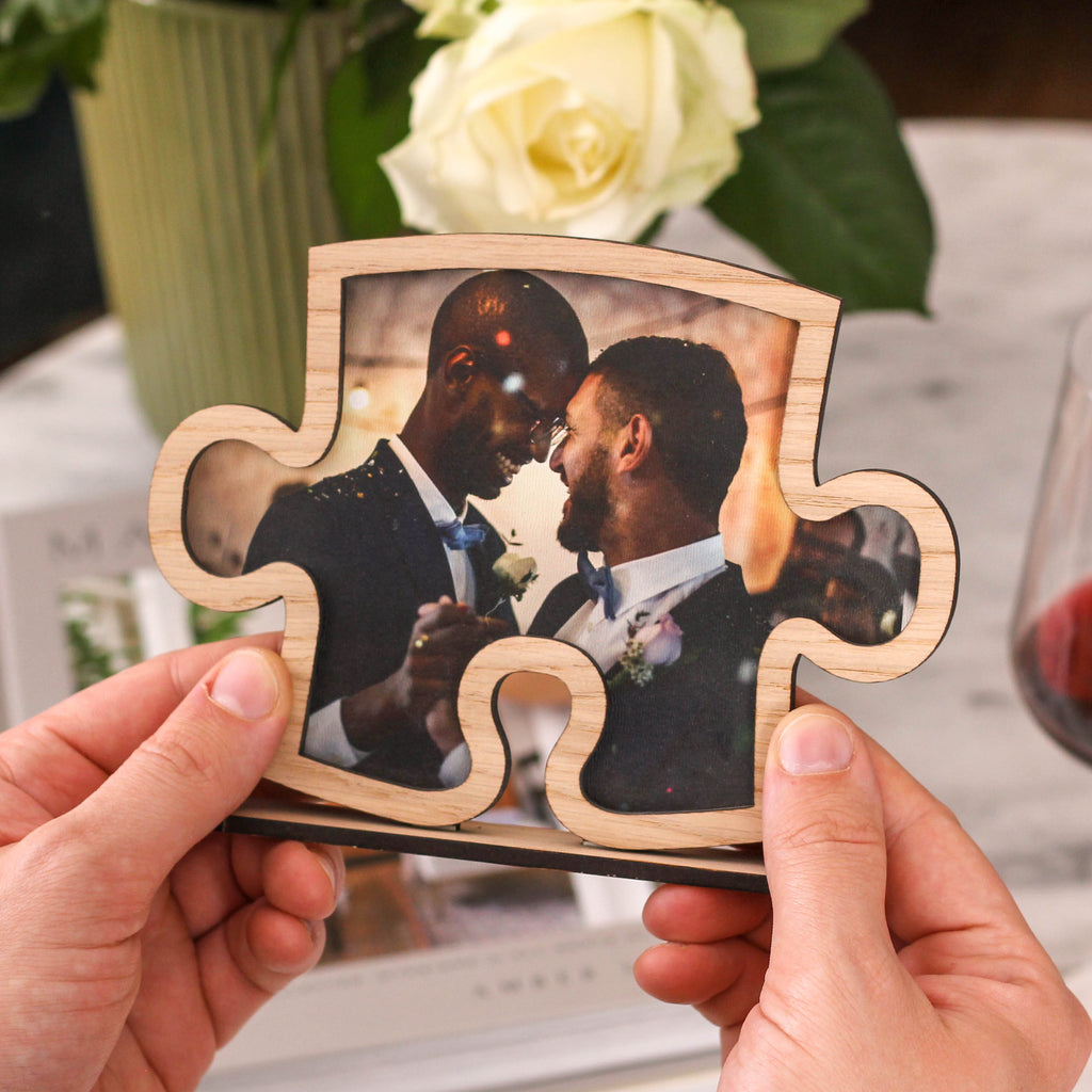 Personalised Gay Wedding Jigsaw Anniversary Photo Frame