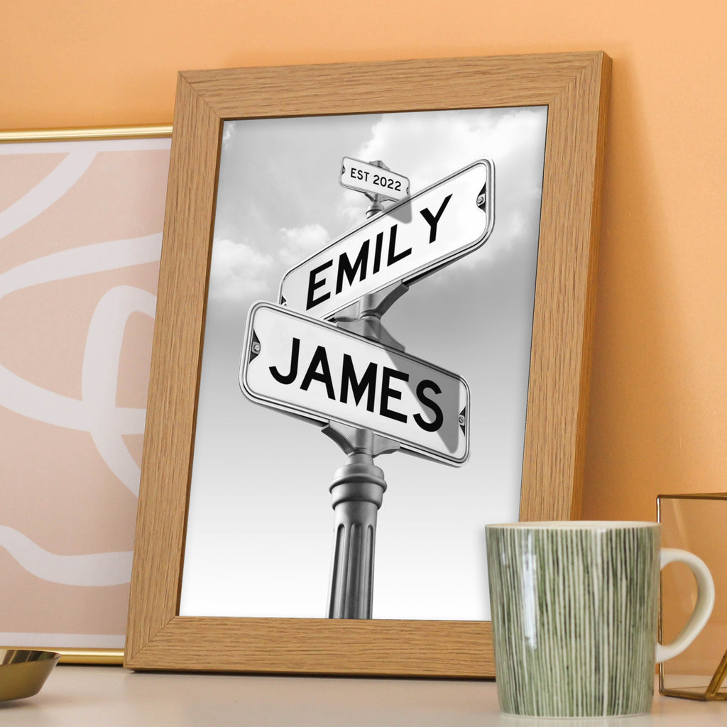 Personalised Couples Street Sign New Home Print