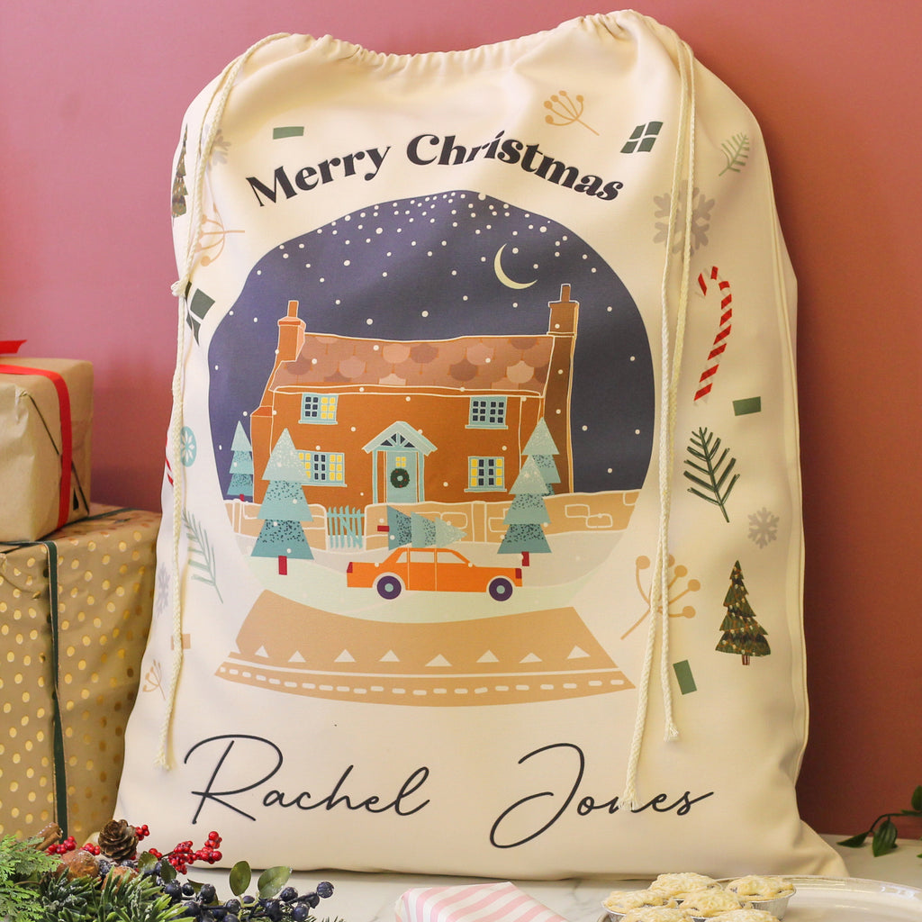 Personalised Snow Globe Christmas Sack