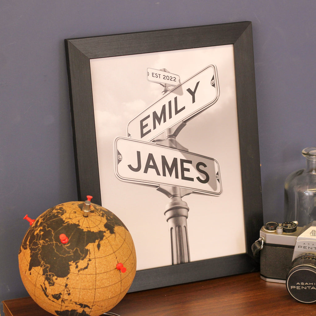 Personalised Couples Street Sign New Home Print