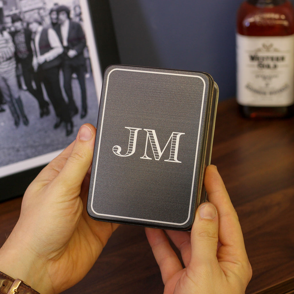 Personalised Initials Hip Flask With Matching Tin