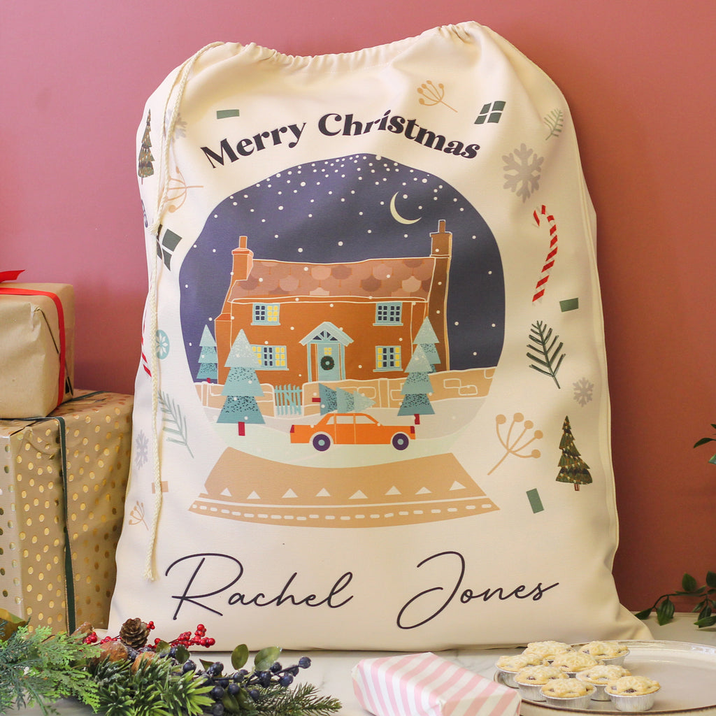 Personalised Snow Globe Christmas Sack