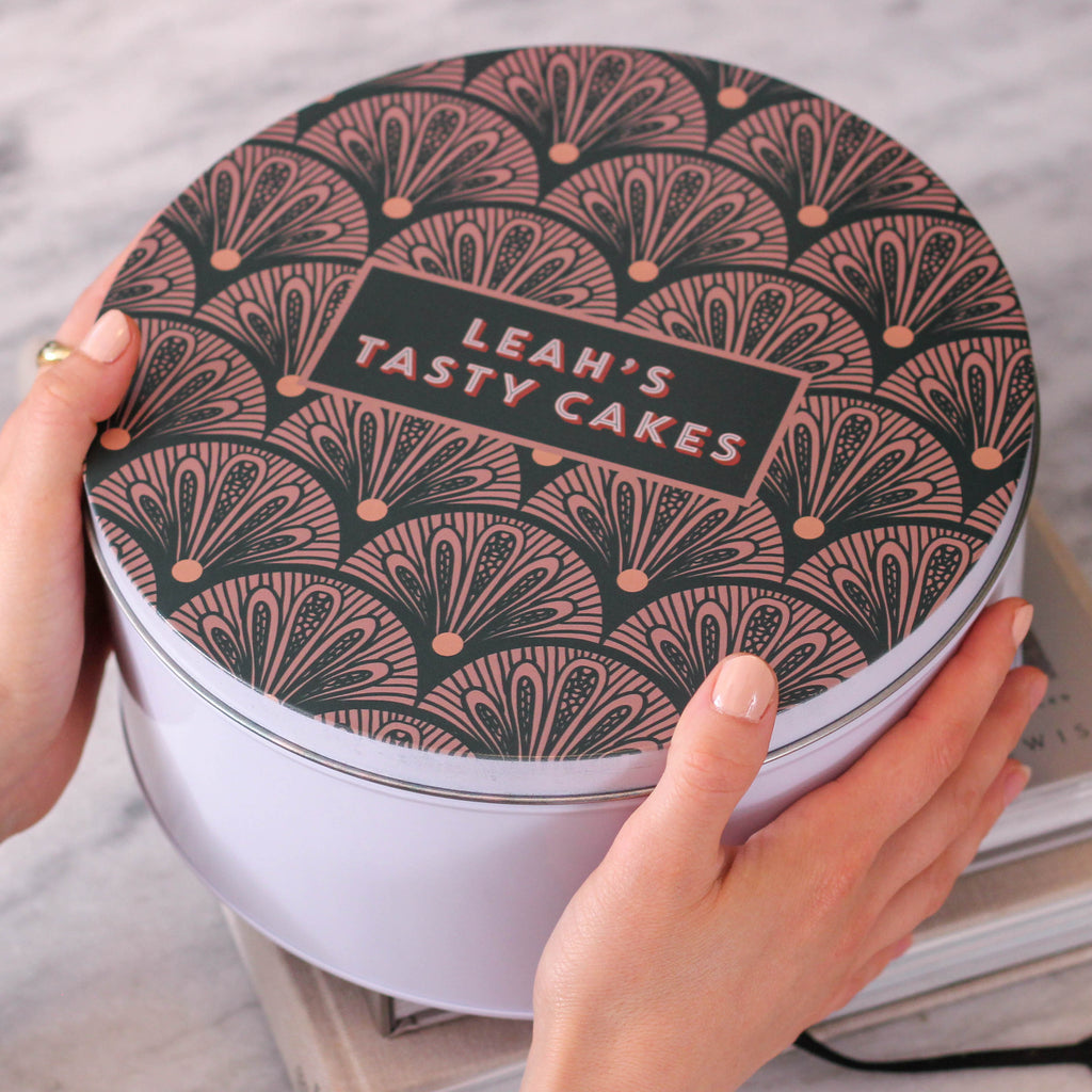 Personalised Art Deco Baking Cake Tin Gift