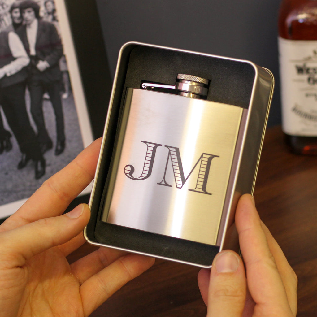 Personalised Initials Hip Flask With Matching Tin