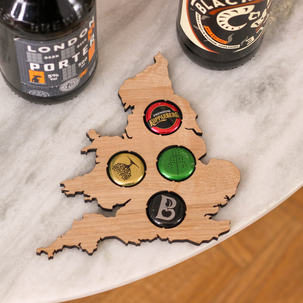 Personalised Map Beer Bottle Cap Collector Gift