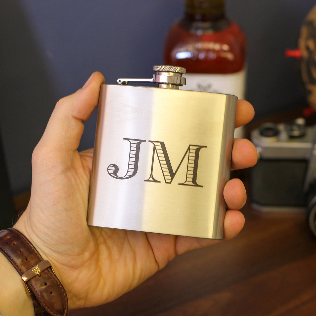 Personalised Initials Hip Flask With Matching Tin