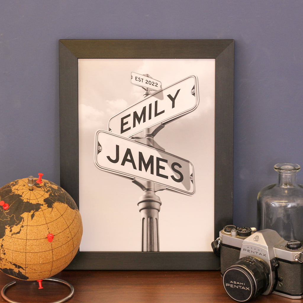 Personalised Couples Street Sign New Home Print