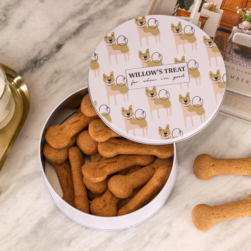 Personalised Dog Biscuit Food Storage Treat Tin Gift