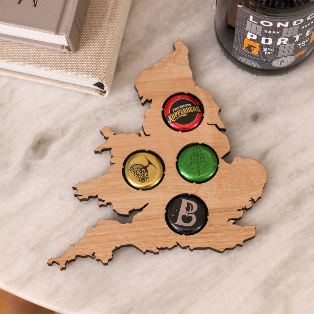 Personalised Map Beer Bottle Cap Collector Gift