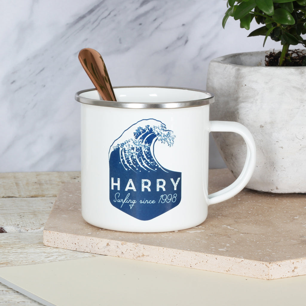 Personalised Wave Enamel Mug