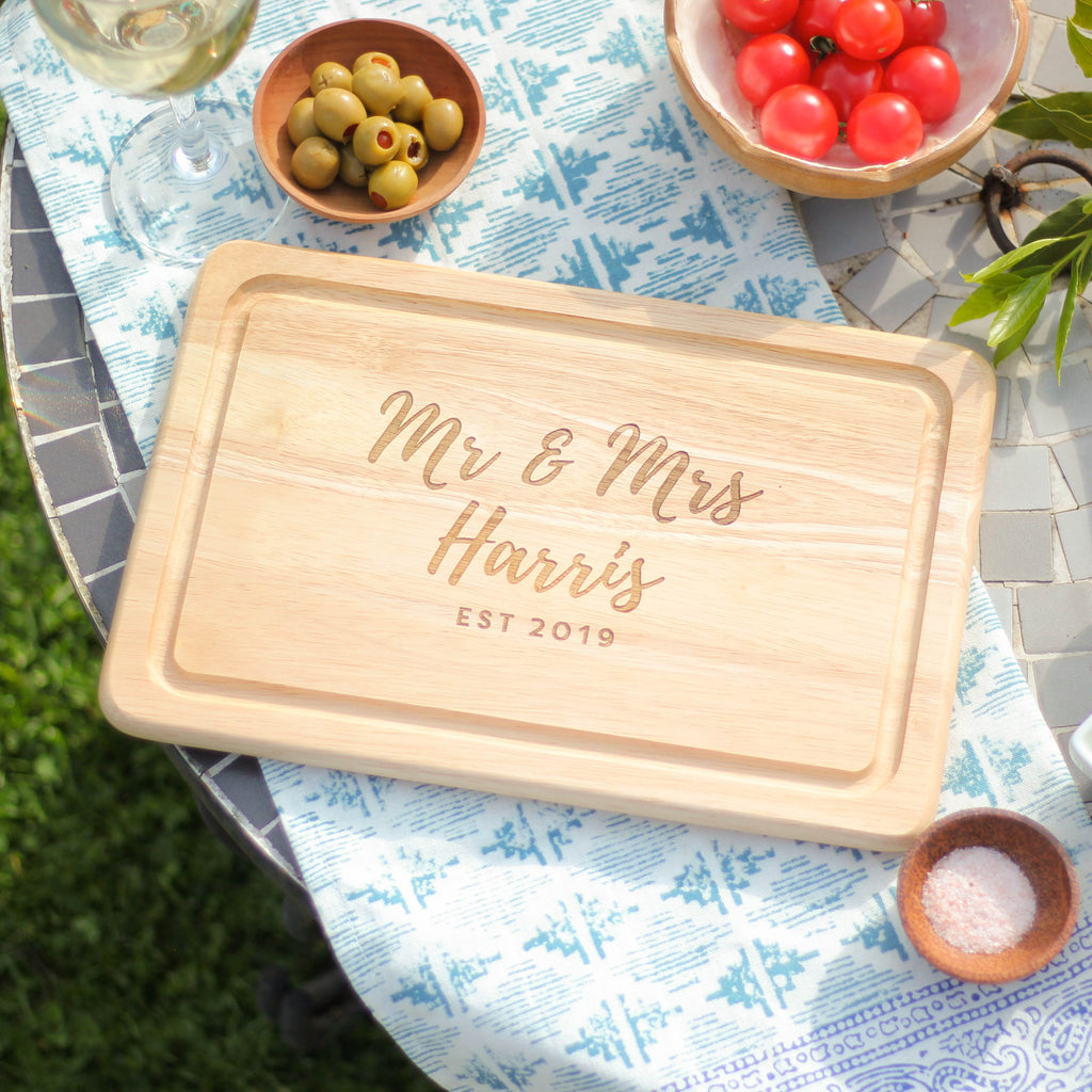 Personalised Mr And Mrs Chopping Board