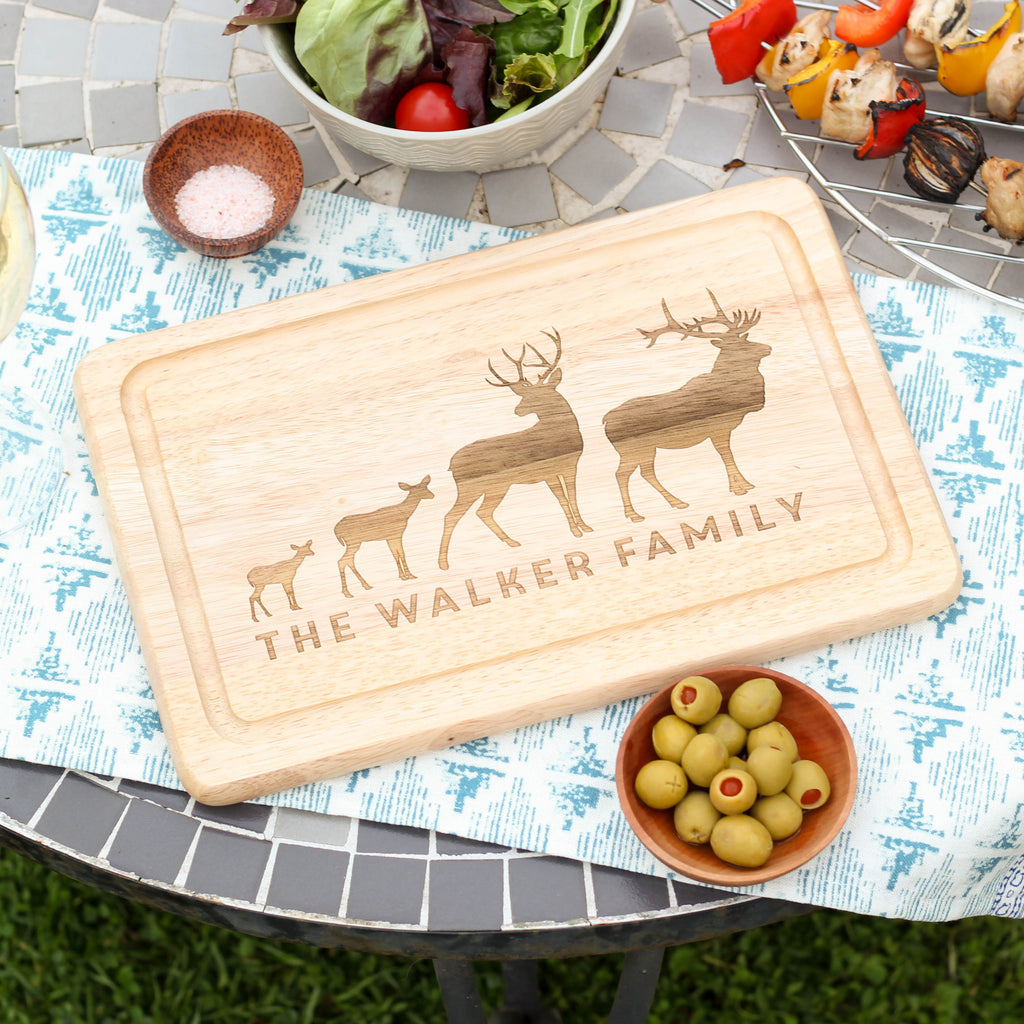 Personalised Stag Family Chopping Board