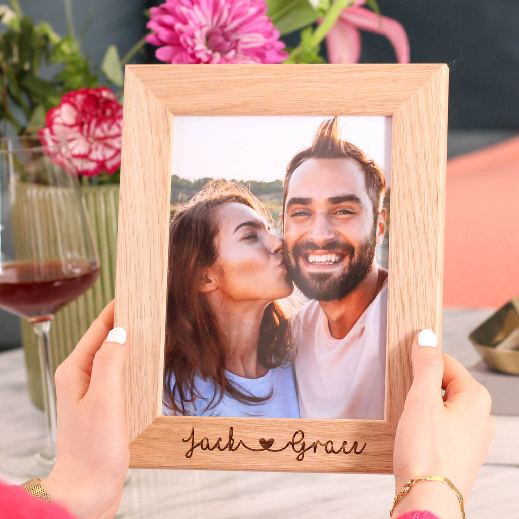 Personalised Couples Wooden Photo Frame New Home Gift