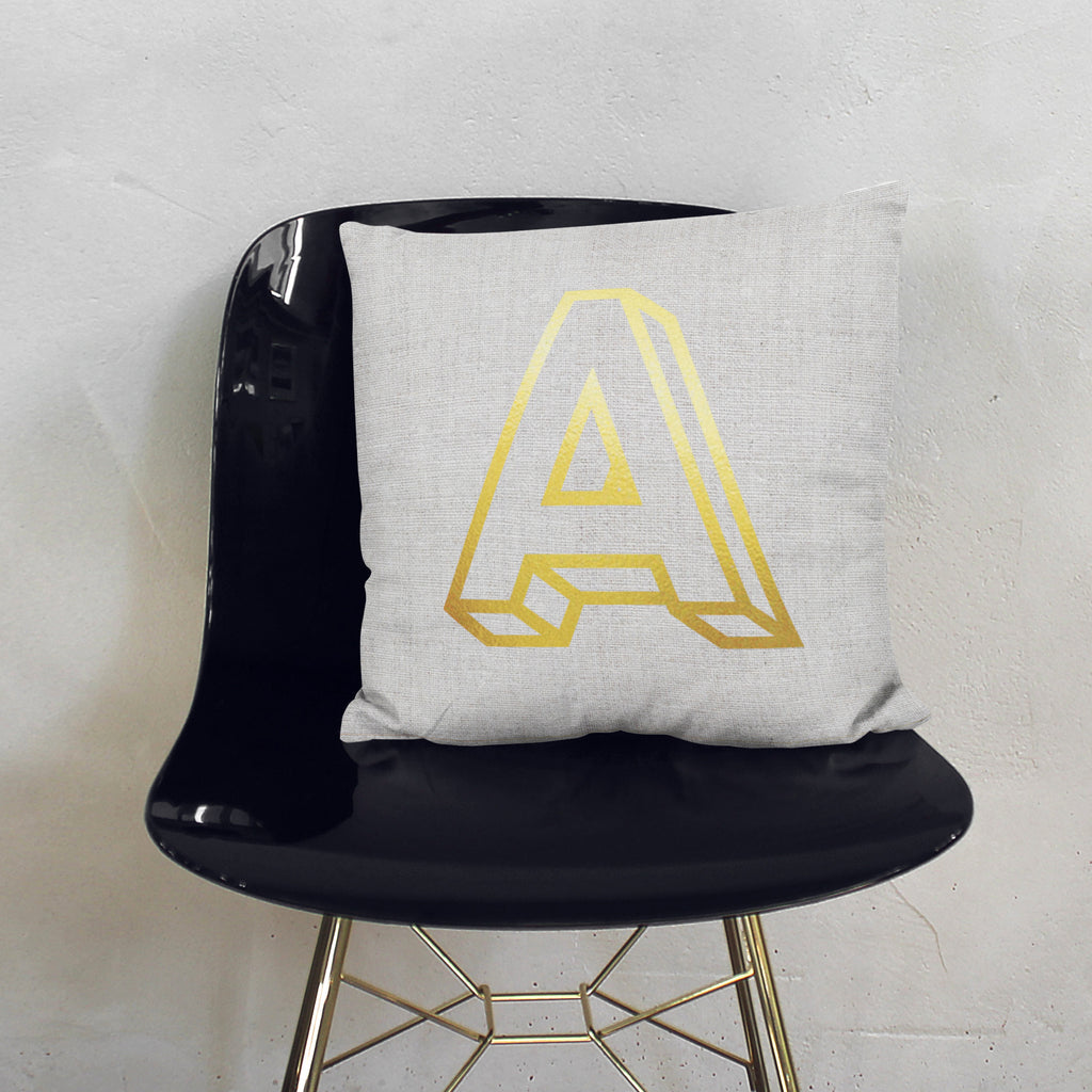 Personalised 3D Gold Initial Cushion