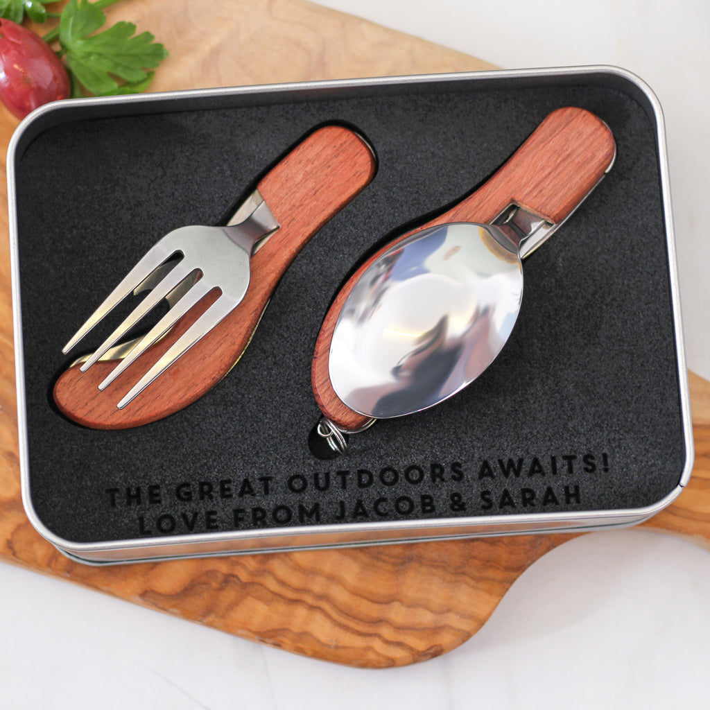 Personalised Adventure Camping Cutlery Tin Set