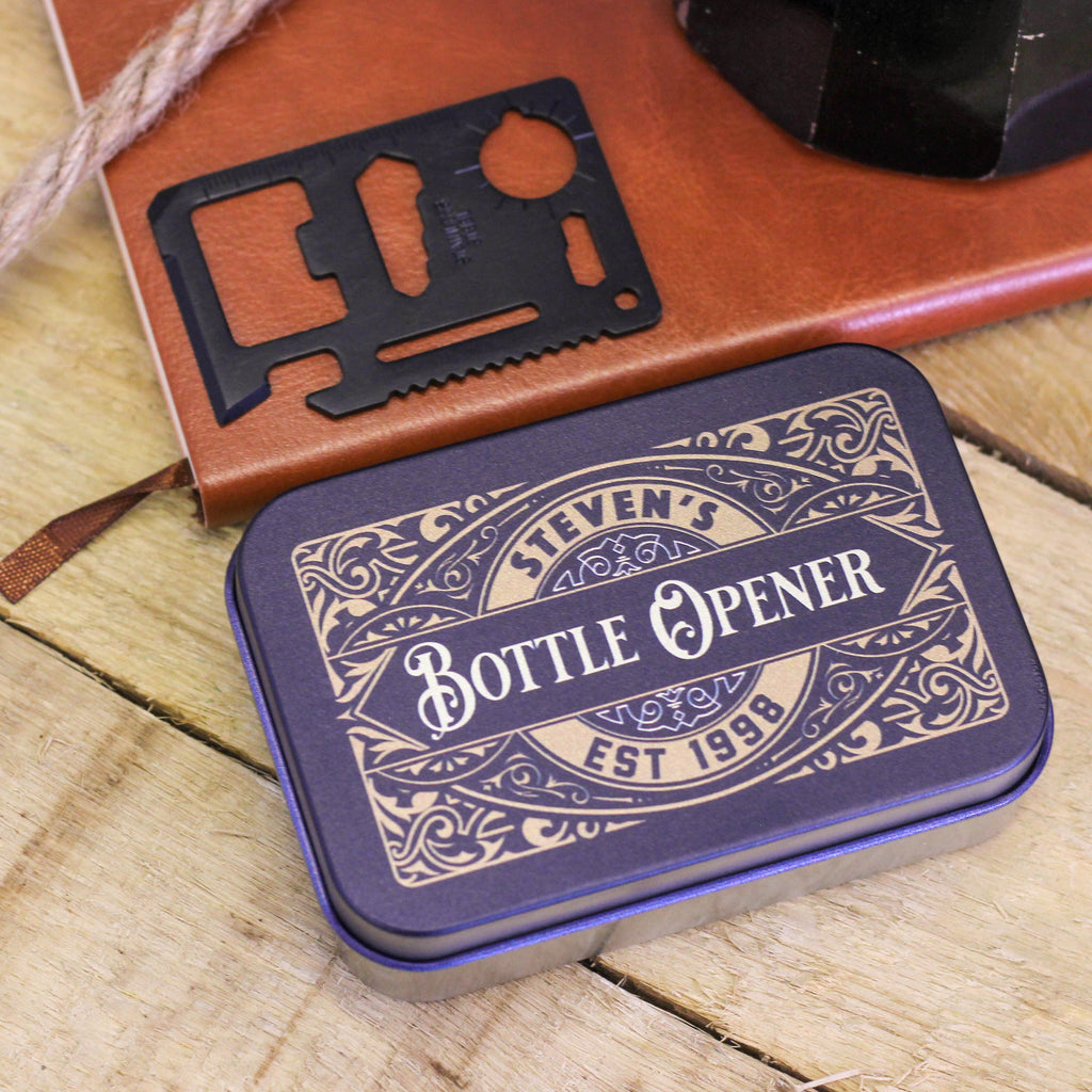 Personalised Bottle Opener Multi Tool Tin Gift