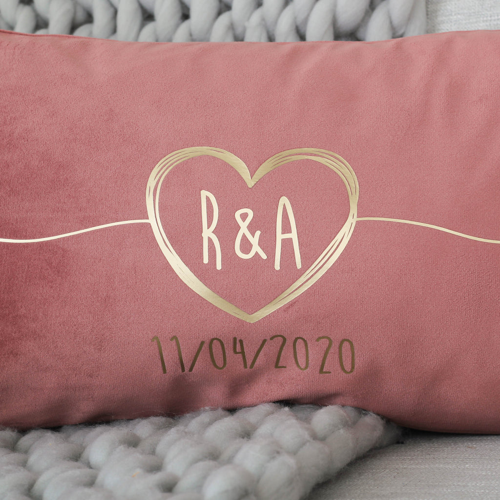 Personalised Couples Heart Velvet Cushion
