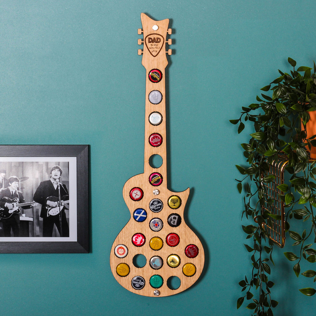 Personalised Guitar Beer Bottle Wall Art For The Home