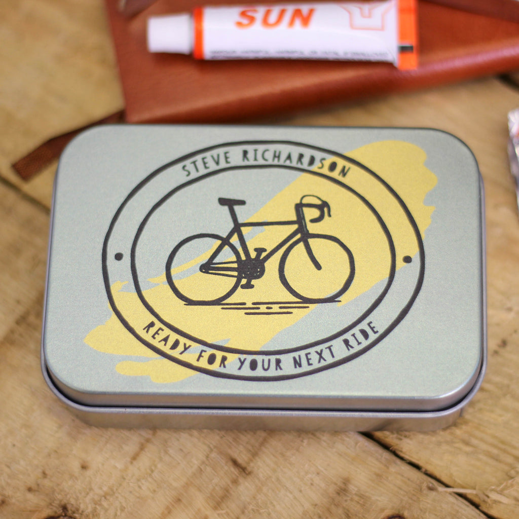 Personalised Hand Drawn Bike Puncture Repair Kit