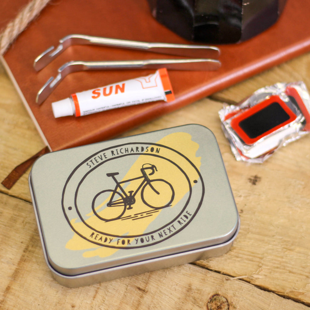 Personalised Hand Drawn Bike Puncture Repair Kit