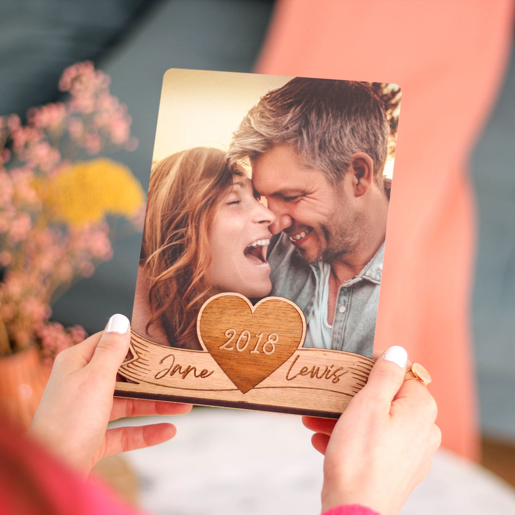 Personalised Wooden Photo Holder Frame For Valentine's