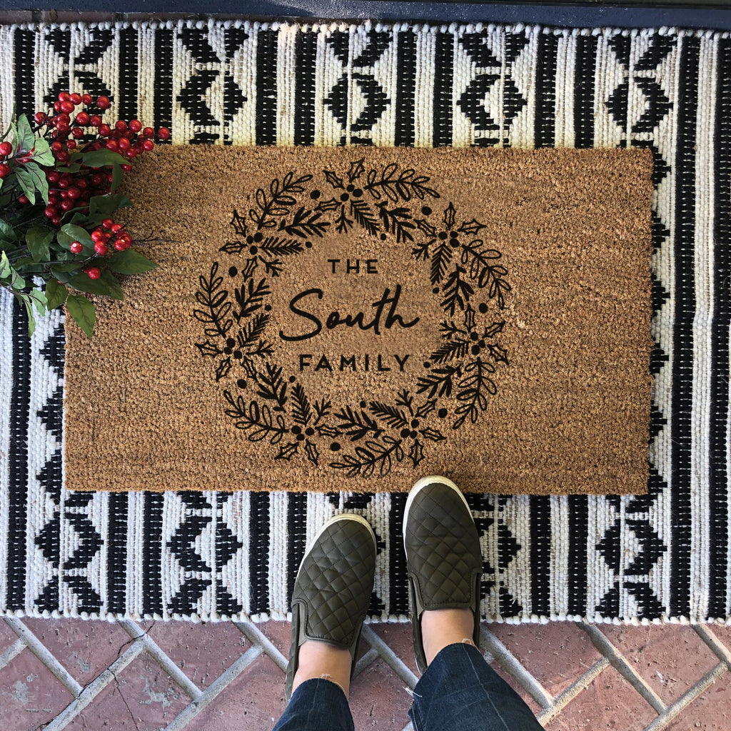 Personalised Christmas Wreath Doormat