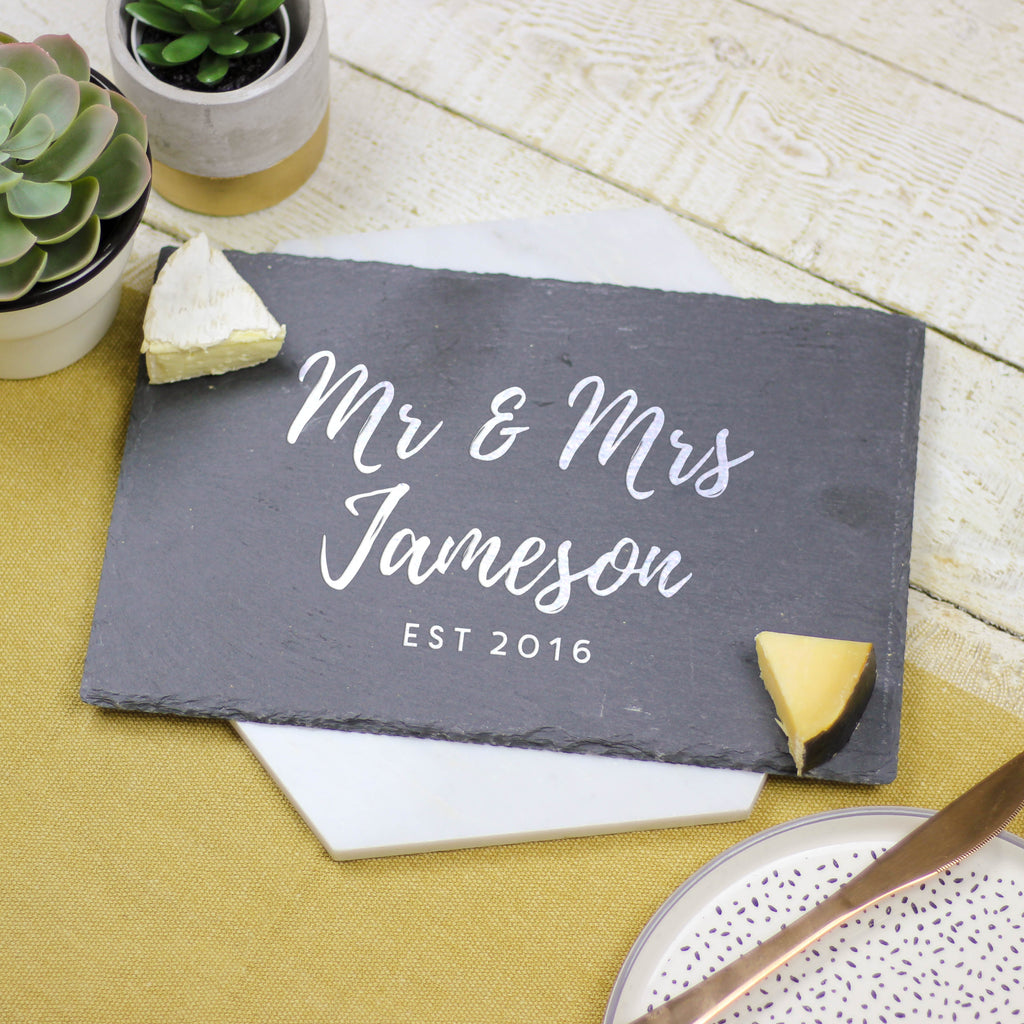 Personalised Mr And Mrs Slate Board