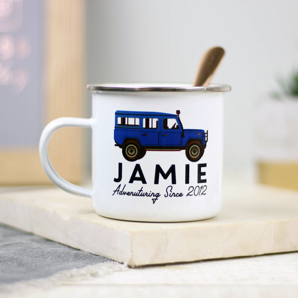 Personalised Truck Enamel Gift Mug For Home Or Outdoors