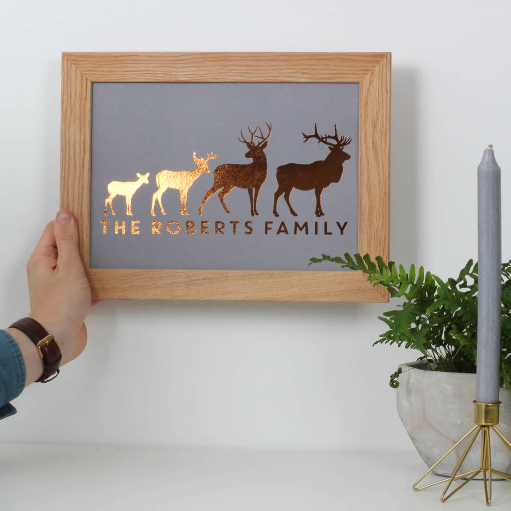 Personalised Stag Family Foil Print