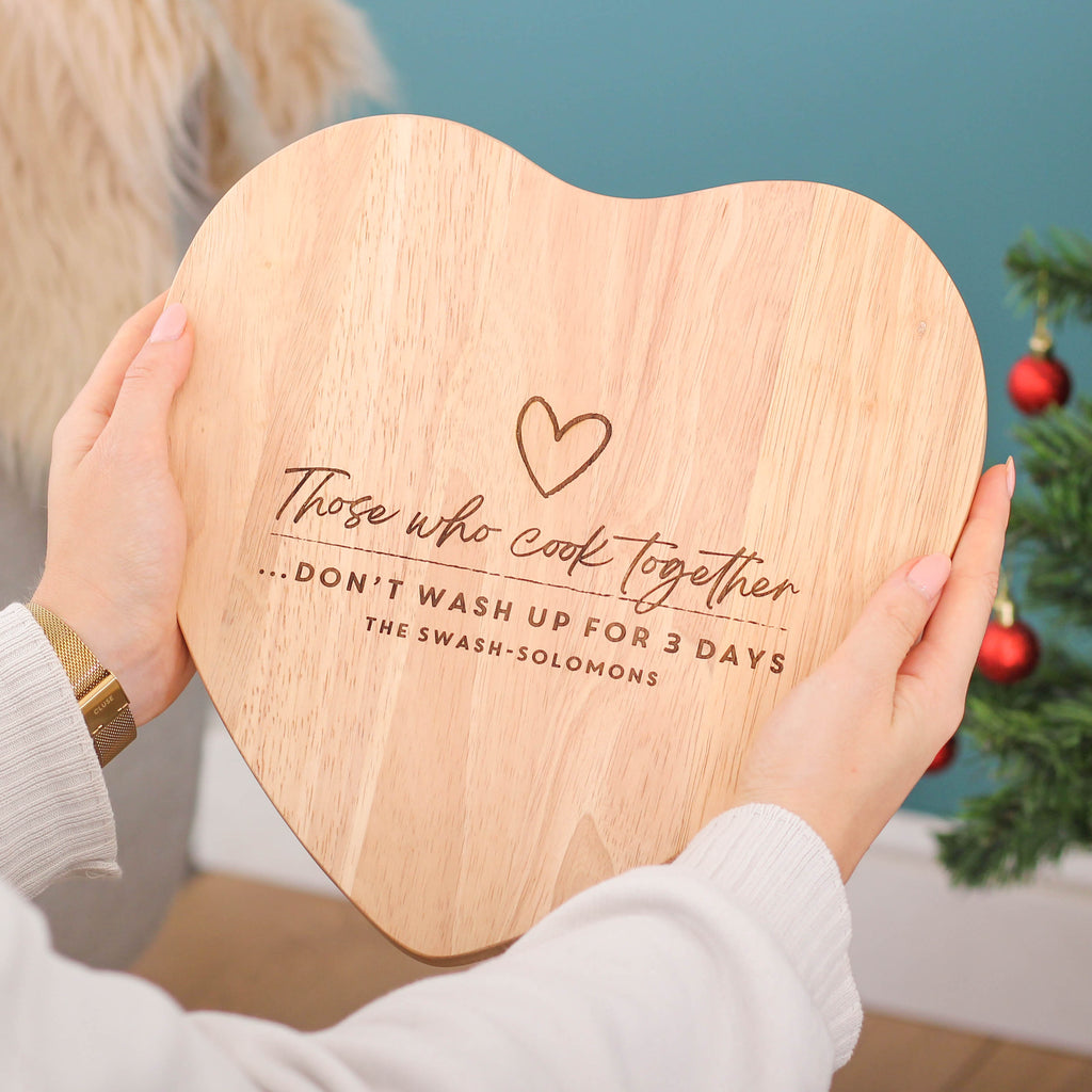 Personalised Those Who Cook Together Heart Chopping Board