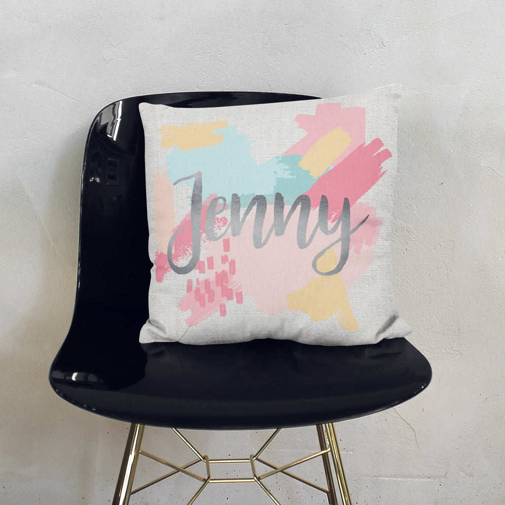 Personalised Metallic Paint Strokes Cushion