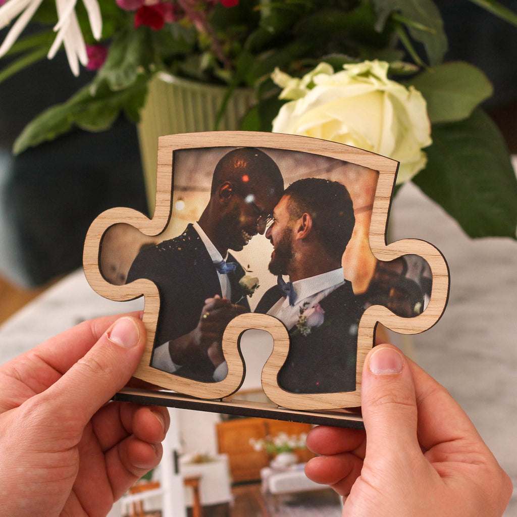 Personalised Gay Wedding Jigsaw Anniversary Photo Frame