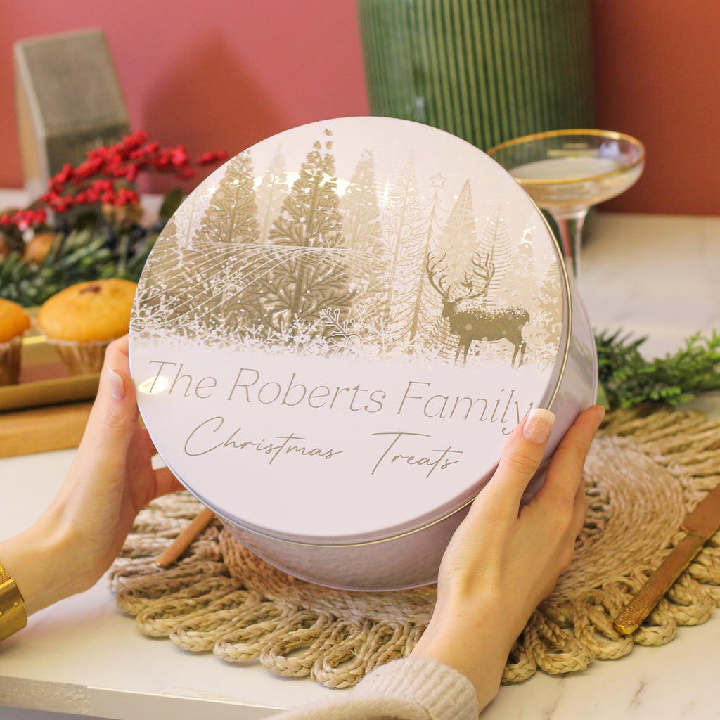 Personalised Christmas Scene Cake Tin