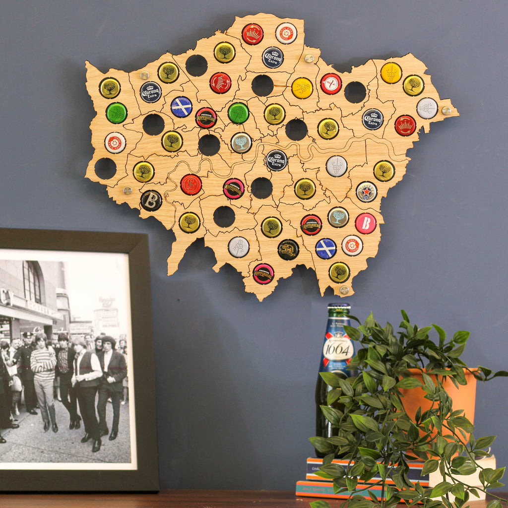 Personalised London Map Beer Bottle Cap Collector Gift